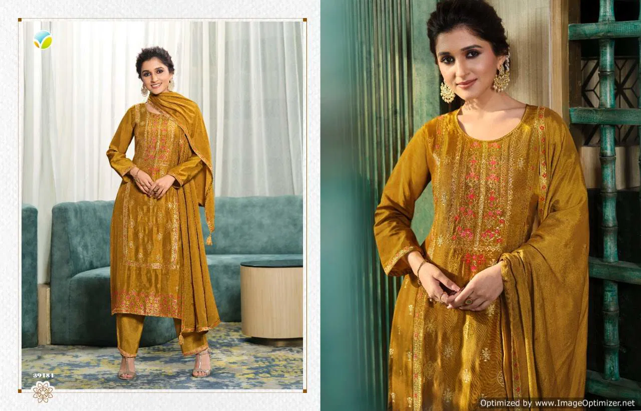 Vinay Tumbaa Zari Fancy Festive Wear Jacquard Kurti With Bottom And Dupatta Collection